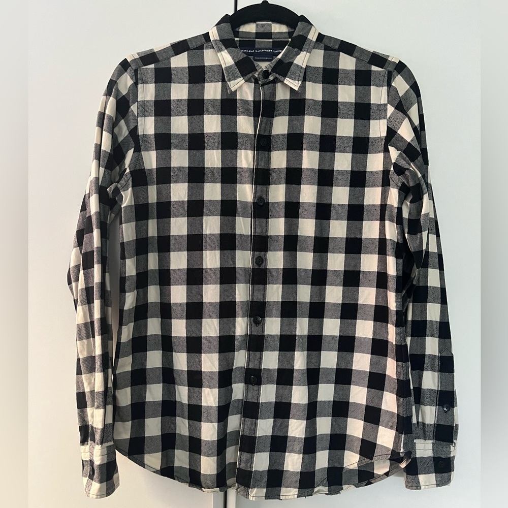 Vintage Ralph Lauren Sport Black Buffalo Check Flannel sz 8 / M